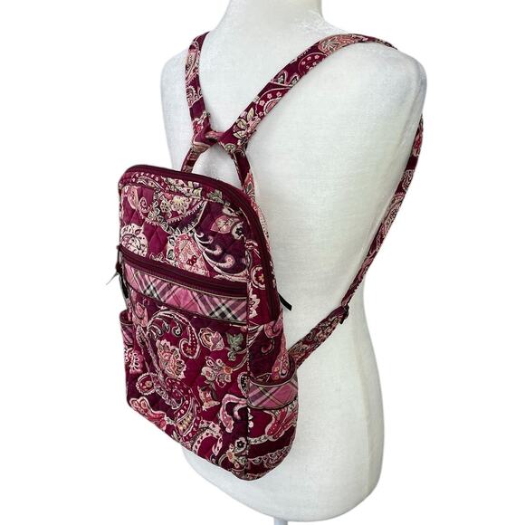 Vera Bradley Backpack Piccadilly Plum Paisley Plaid - Picture 3 of 9